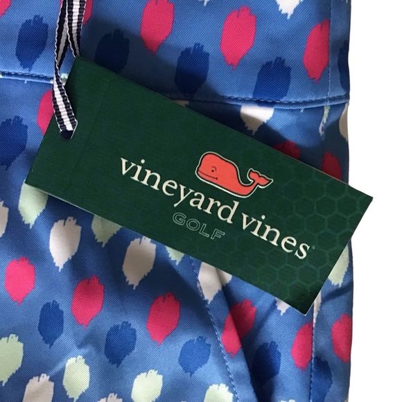 VINEYARD VINES Skort Ikat Dot Print Cornflower Pockets Zipper MSRP $128 SZ 8 NWT - Picture 9 of 10